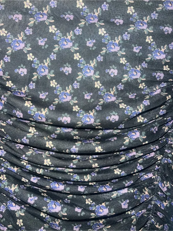 Free People NWOT Under It All Ruched Mesh Turtleneck floral Bodysuit Med Boho - Image 3