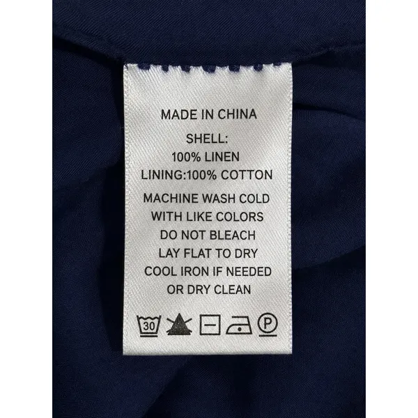 Hill House Navy Linen Tiered Ruffle Mini Skirt XS Elastic Waist Lined Cottage - Image 6