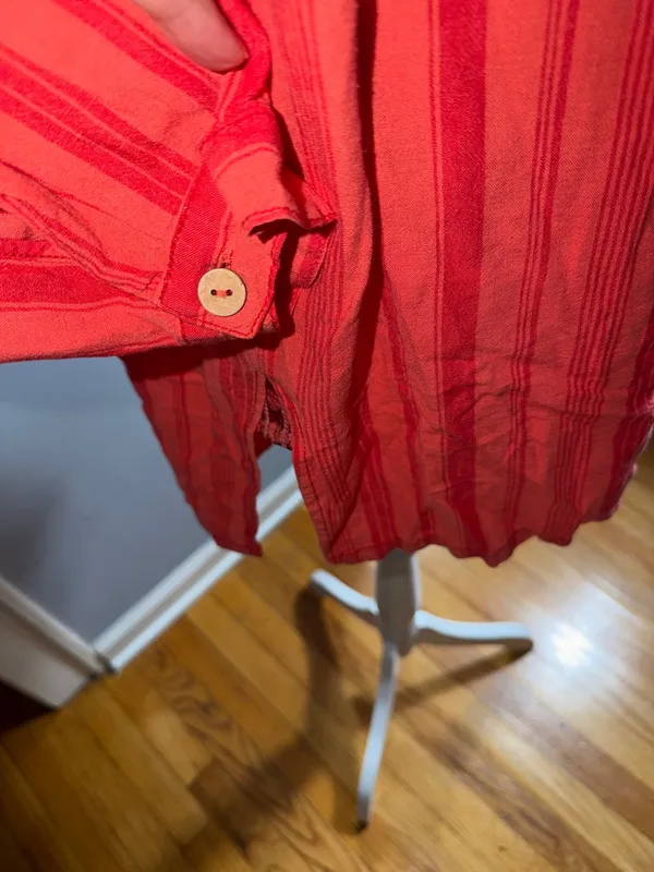 We The Free Coral Stripe Button-Front Tunic - Image 5
