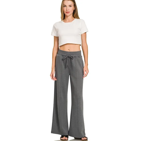 Zenana Scuba Collared Short Sleeve Pullover & Center Seam Pants Set - Medium‎ - Image 6