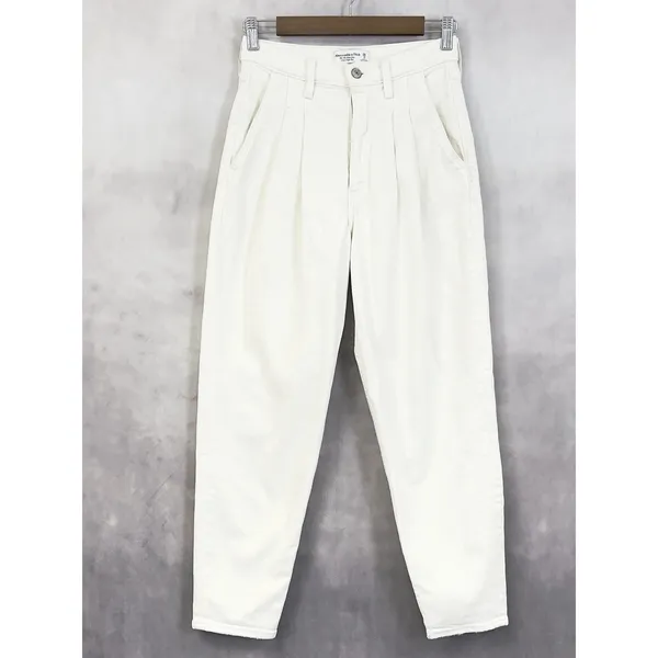 Abercrombie Fitch The 80s Mom Jean Women 26‎ White Pleated Ultra High Rise Indie - Image 2