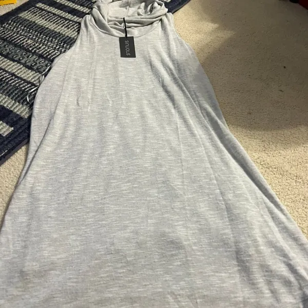 NWT Sinuous sleeveless dress cowl neck grey‎ L - Image 3