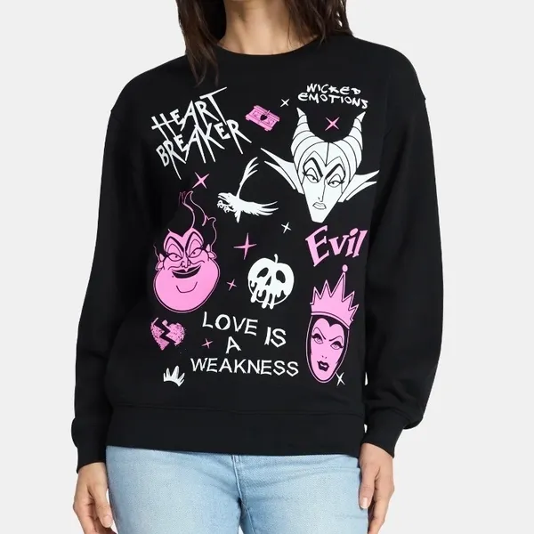 Disney Villains Heart Breaker Maleficent‎ Ursula Evil Queen Black Sweatshirt S - Image 4