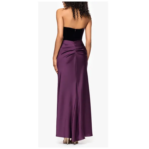 NEW Betsy & Adam Strapless Velvet & Satin Dress Size 8 - Image 2