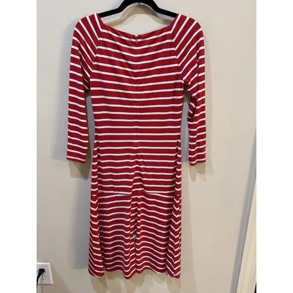 Lauren‎ Ralph Lauren Red Striped Drop Waist Dress Size 2 Nautical Square Neck - Image 4