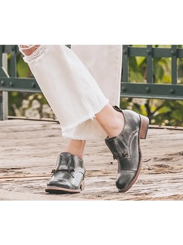 Freebird by Steven Mabel Leather Oxfords Distressed Edgy Grey Steampunk Loafers Flats 10 - Image 6