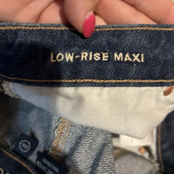 American Eagle Y2K Low-Rise Maxi ‎ Jean Skirt Sz 8 Medium Wash Grunge Denim - Image 7