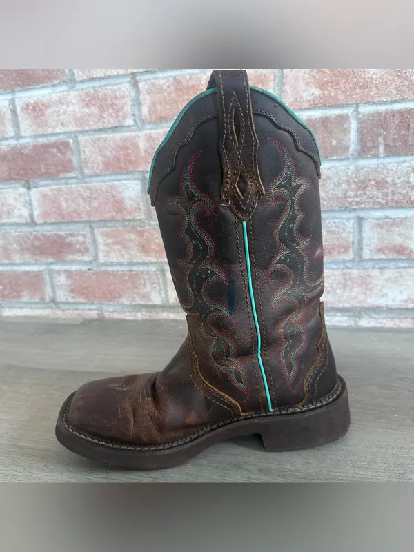 Justin Gypsy Raya Cowboy Boots Western Women’s 7 Country Brown Teal Cowgirl - Image 4