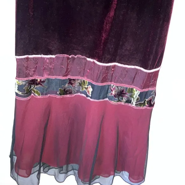 S.A.2 Silk Blend Vintage Velvet floral Burgundy Maxi Dress Whimsy goth #800 - Image 10