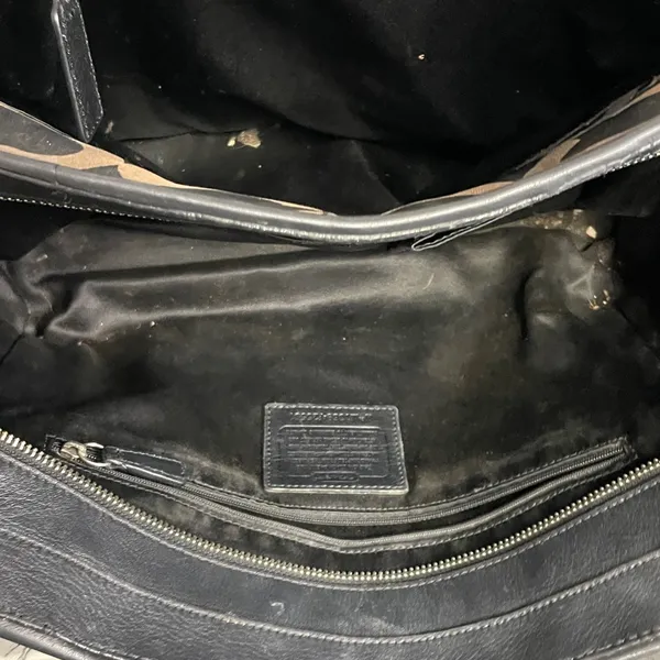 Coach Black Brown Medium size shoulder bag tote Leather Canvas - Image 3
