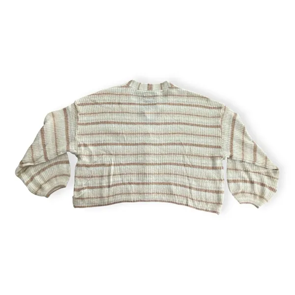 American Eagle Womens cream striped boxy cropped cardigan - Image 3