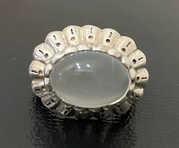 Vintage 925 Signed Sterling Silver Chalcedony Natural Stone Ring Size 6.5 - Image 7