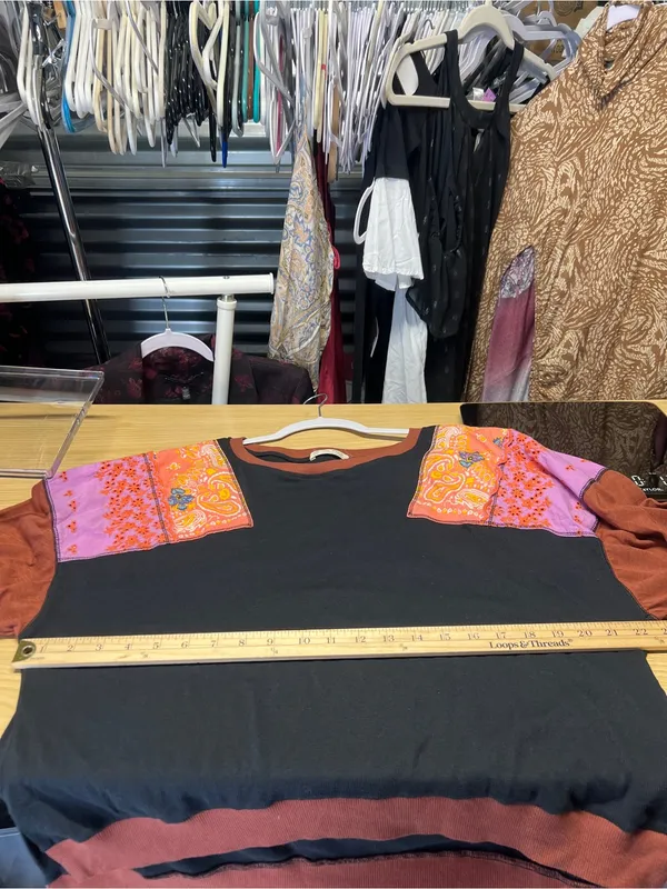 We The Free Patchwork‎ Boho Sweatshirt Small Embroidered Paisley Pullover - Image 13