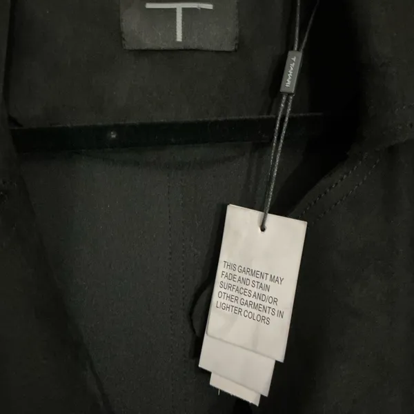 T Tahari Black Faux Leather Belted Trench Coat XS - Image 2