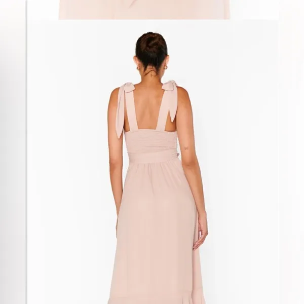 Show Me Your Mumu Square Neck Fitted Bodice Dress Size Small Blush Color Ties - Image 2