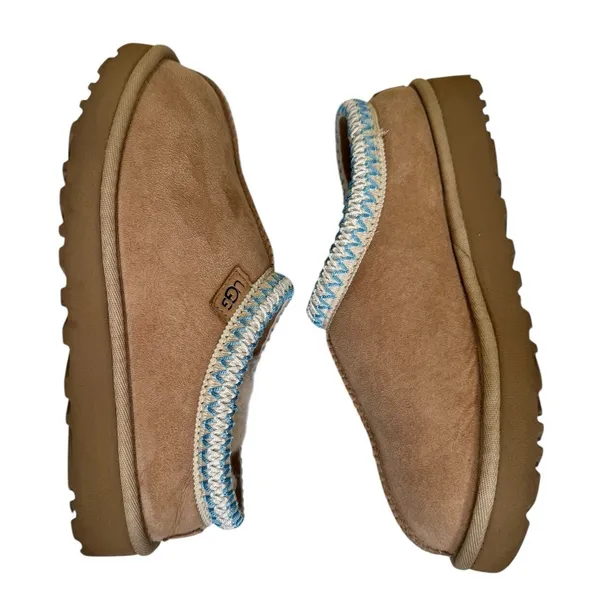 Ugg Tasman Regenerate‎ Slippers Sand with Light Blue Accents Women's Size 6 - Image 6