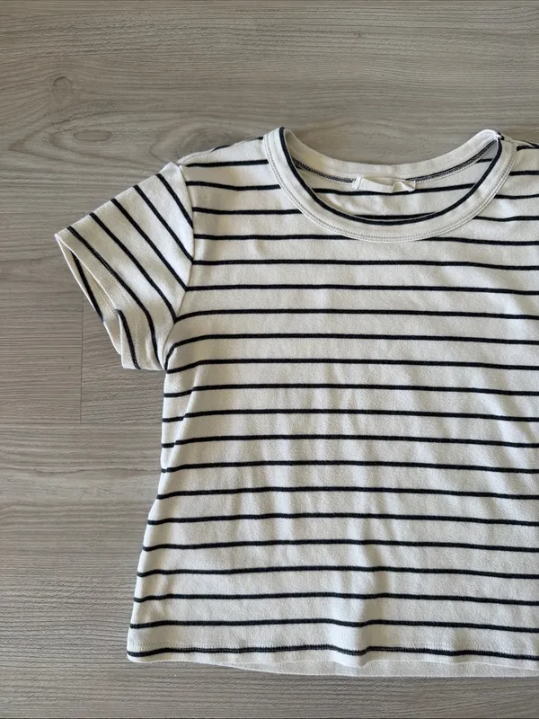 By Together Black & Cream Stripe Short Sleeve Top - Image 3