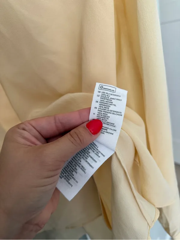 & other stories butter yellow shirt silk‎ long sleeve button up top - Image 3