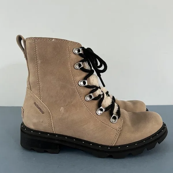 Sorel Lennox Shearling Cozy Canoe Tan Suede‎ Lace Up Lug Sole Boots - Image 3
