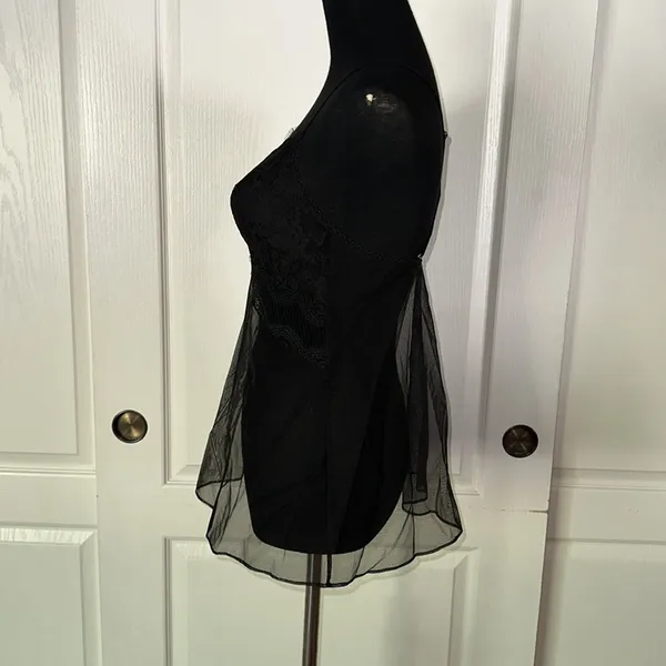 Victorias Secret Black Lace Sheer Mesh Baby Doll Slip - Image 3