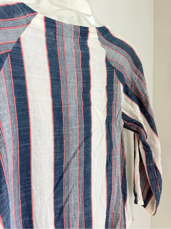 Anthropologie Cloth and Stone Striped Button-Front V-Neck Top - Image 5
