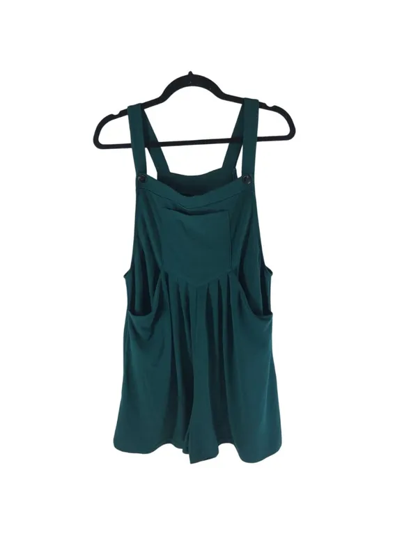Halara Pockets Waffle Casual Short Overalls Green L - Image 4