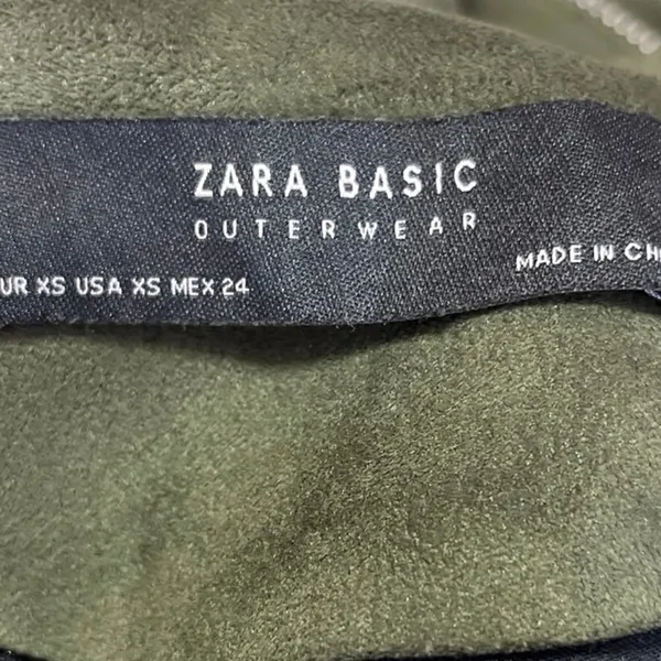 Zara Olive Green Suede Asymmetrical Zip Up Crop Moto Biker Jacket Blazer Coat XS - Image 4
