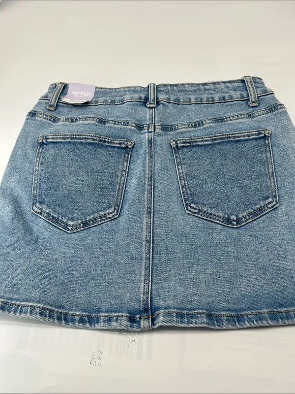 Wax Jean Light Wash Denim Mini Skirt - Image 6