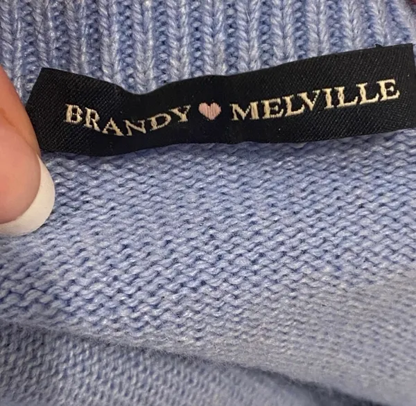 Brandy Melville Blue White Vneck Oversized Tennis Prep Sweater S M L - Image 5
