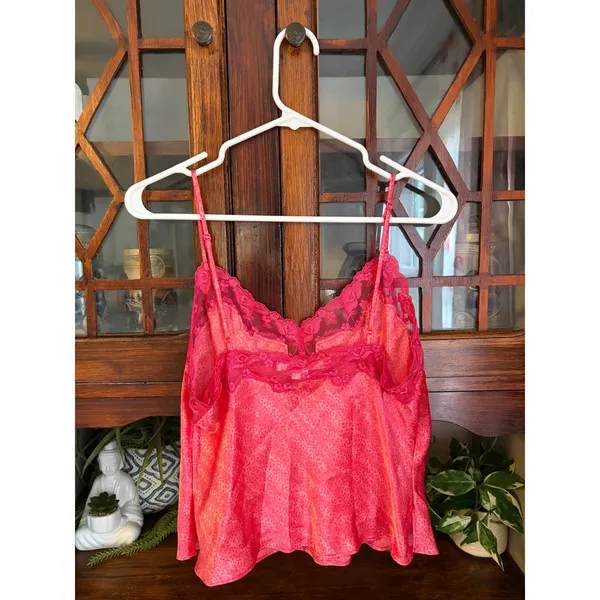 Victoria's Secret Pink Leopard Print Lace Trim Cami Top Medium - Image 2