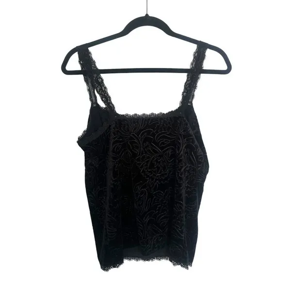 White‎ House Black Market WHBM Velvet Floral Tank Large Lace Whimsigoth Grunge - Image 5