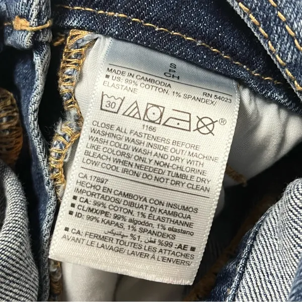 Old Navy Denim Distressed Shortalls Jean Cuffed Short Bib Overalls Size Small - Image 12