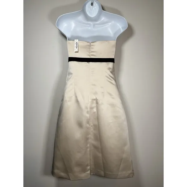 NEW White House Black Market Ivory and Black Strapless Fitted Dress Size 6 - Image 4