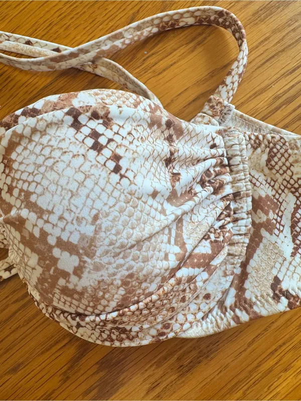 Shade & Shore Brown & Cream Snakeskin Print Underwire Bikini Swim Top - Size 32B - Image 6