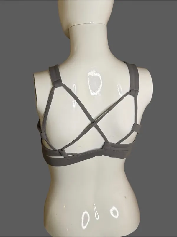 aerie Grey 'JUST CHILL' High-Neck Sports Bralette - Image 6