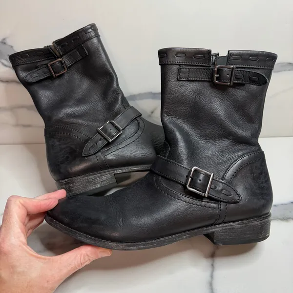 J. Jill Wmn Black Leather Groupie Boots Sz 8.5 Classic Closet Staple Minimalist - Image 6