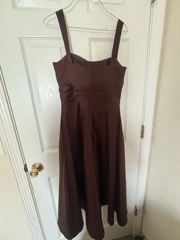 Brown Alfred Angelo satin midi dress - Image 4