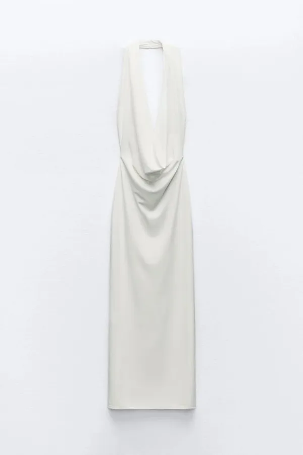 Zara maxi dress gown bodycon halter plunge neck party formal wedding evening - Image 16