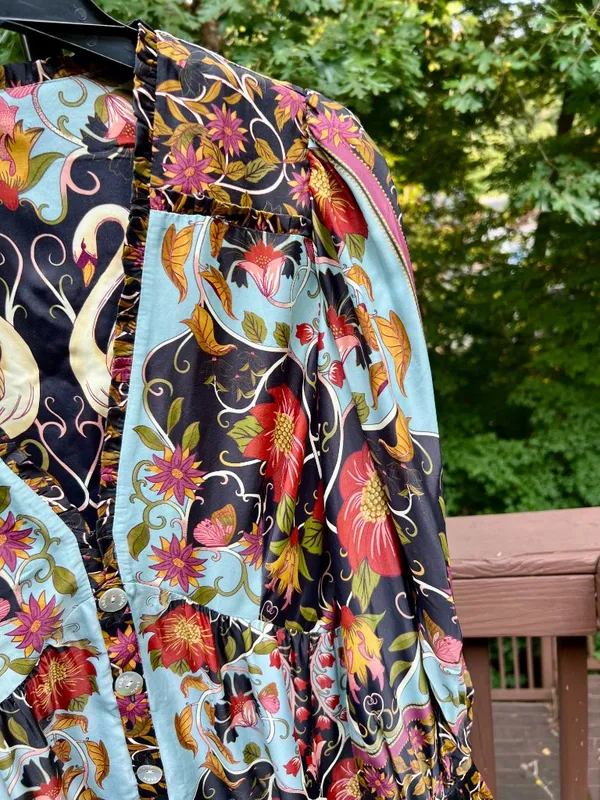 NWOT Farm Rio Floral Swans V-Neck Long Sleeves Mini Dress Size S - Image 10