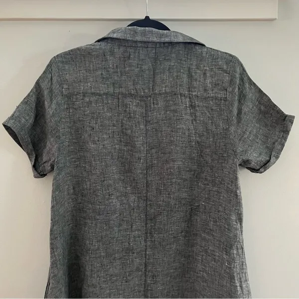 Tahari 100% Linen Dress With Chambray Coloring and convenient side pocket M - Image 5