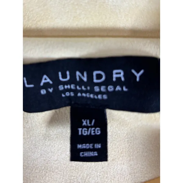 Laundry by Shelli Segal‎ Butter Yellow Faux Suede Motorcycle Jacket XL Biker - Image 6
