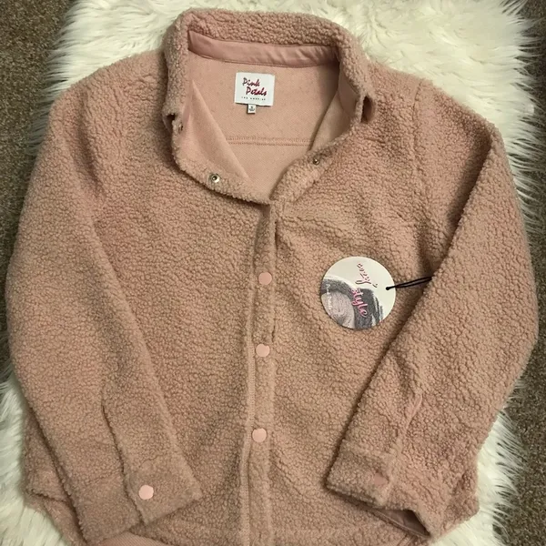 NWT Pink Petals Los Angeles light Pink sherpa coat jacket - Image 3