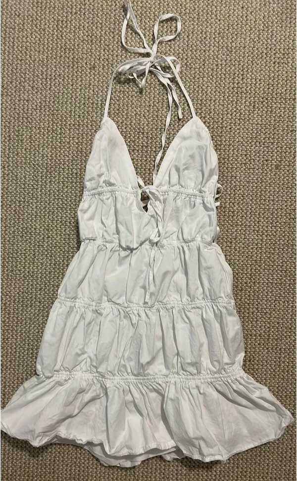 Zara white halter mini dress - Image 3