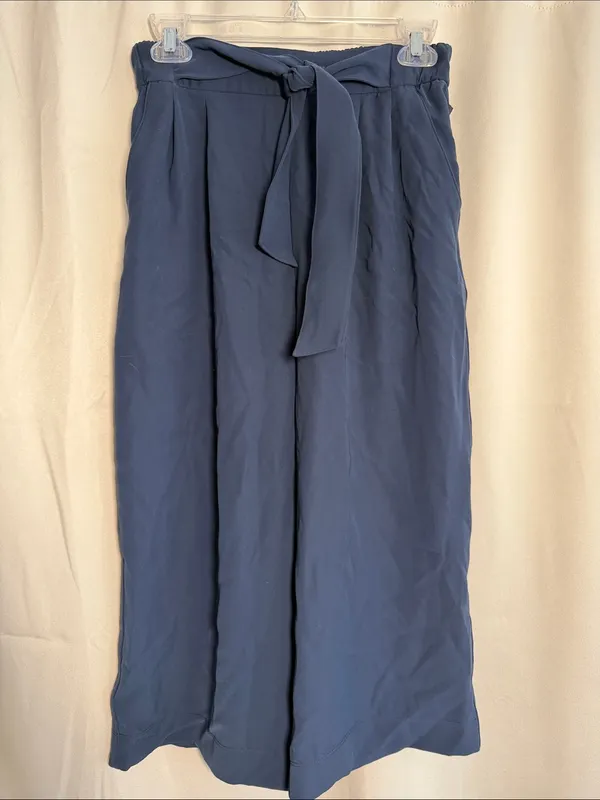 Lululemon Noir Crop Tie Waist Wide Leg Pants True Navy‎ Size 6 - Image 3