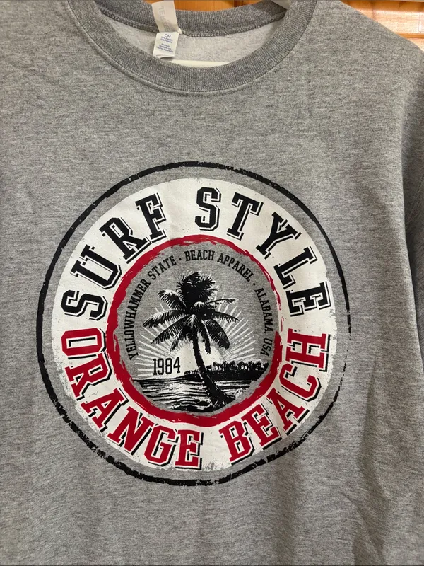 Orange Beach Alabama Size Small Grey Crewneck Sweatshirt - Image 2