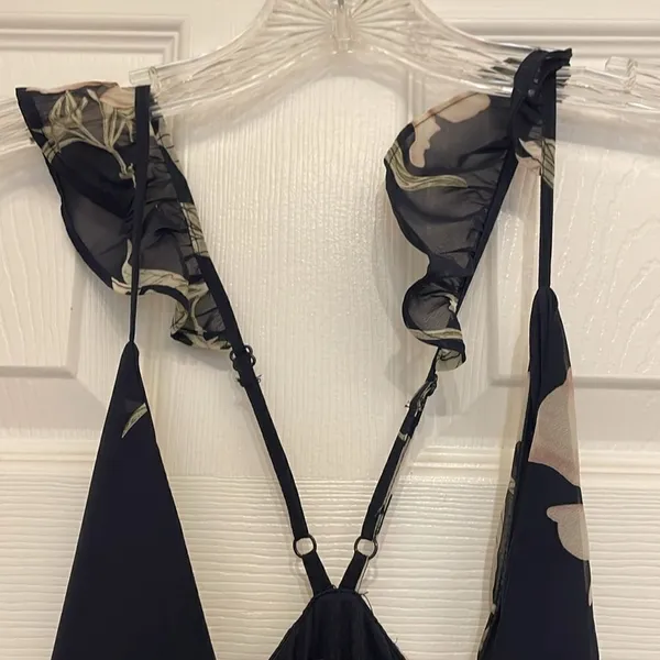Lulu’s All Mine Navy Blue Floral Print High-Low Wrap Dress - Image 7