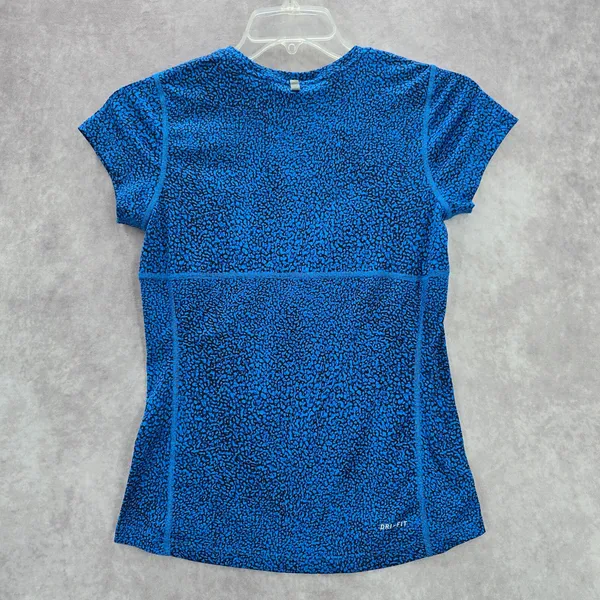 Nike Di Fit Blue Black Print‎ Short Sleeve Active Running Tshirt XS Extra Small - Image 2