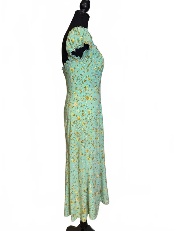 Hello Molly Floral Maxi Dress Cottagecore Puff Sleeve Rayon - Image 3