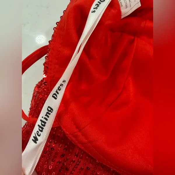 Bold Red Strapless Dress Size 6 - Image 4