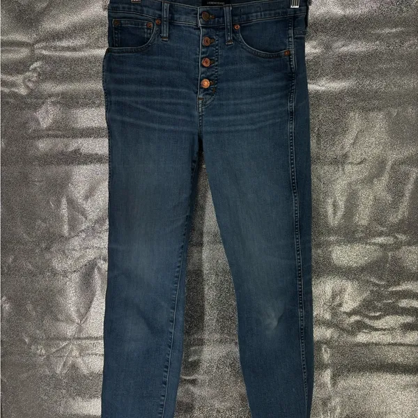 J. Crew Raw Hem Button Fly Cropped Vintage Straight Jeans - Image 9